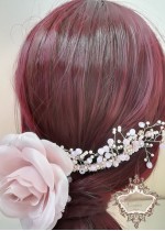 Официален гребен - украса за коса с роза Satin pink rose by Rosie